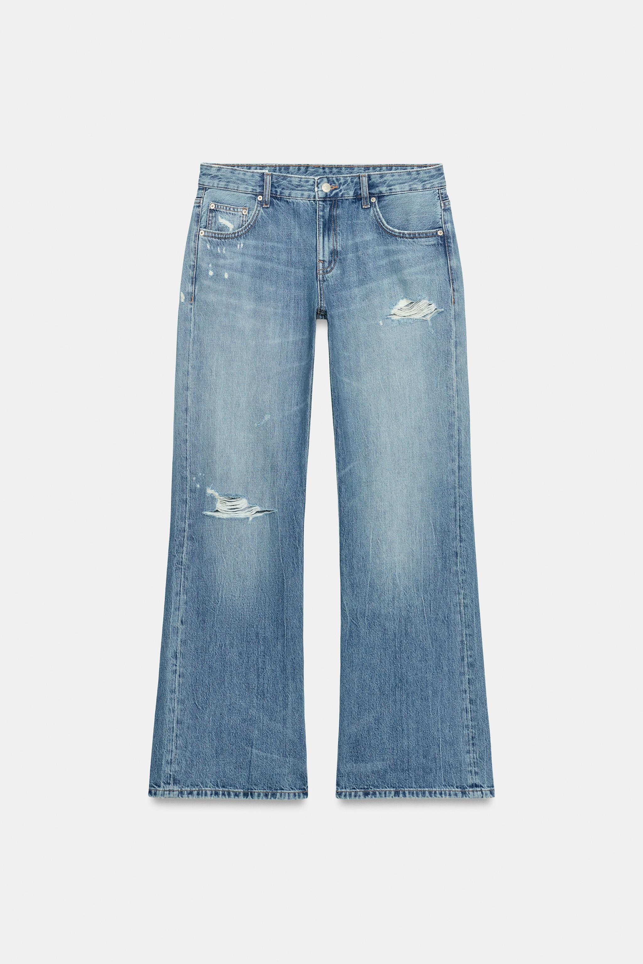 JEAN TRF WIDE LEG FLARE TAILLE BASSE DÉCHIRÉ